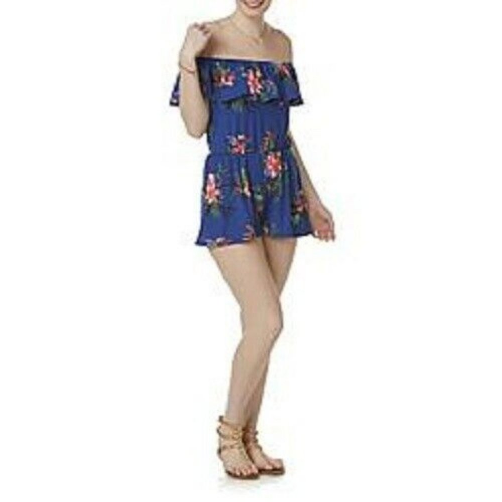 Joe Boxer Juniors' Off-The-Shoulder Romper - Floral  Junior size XL